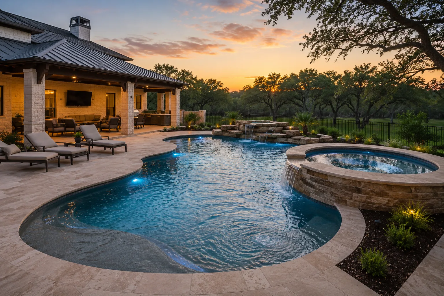 Custom swimming pool in Spring Branch, Texas built by Villa Pools Texas